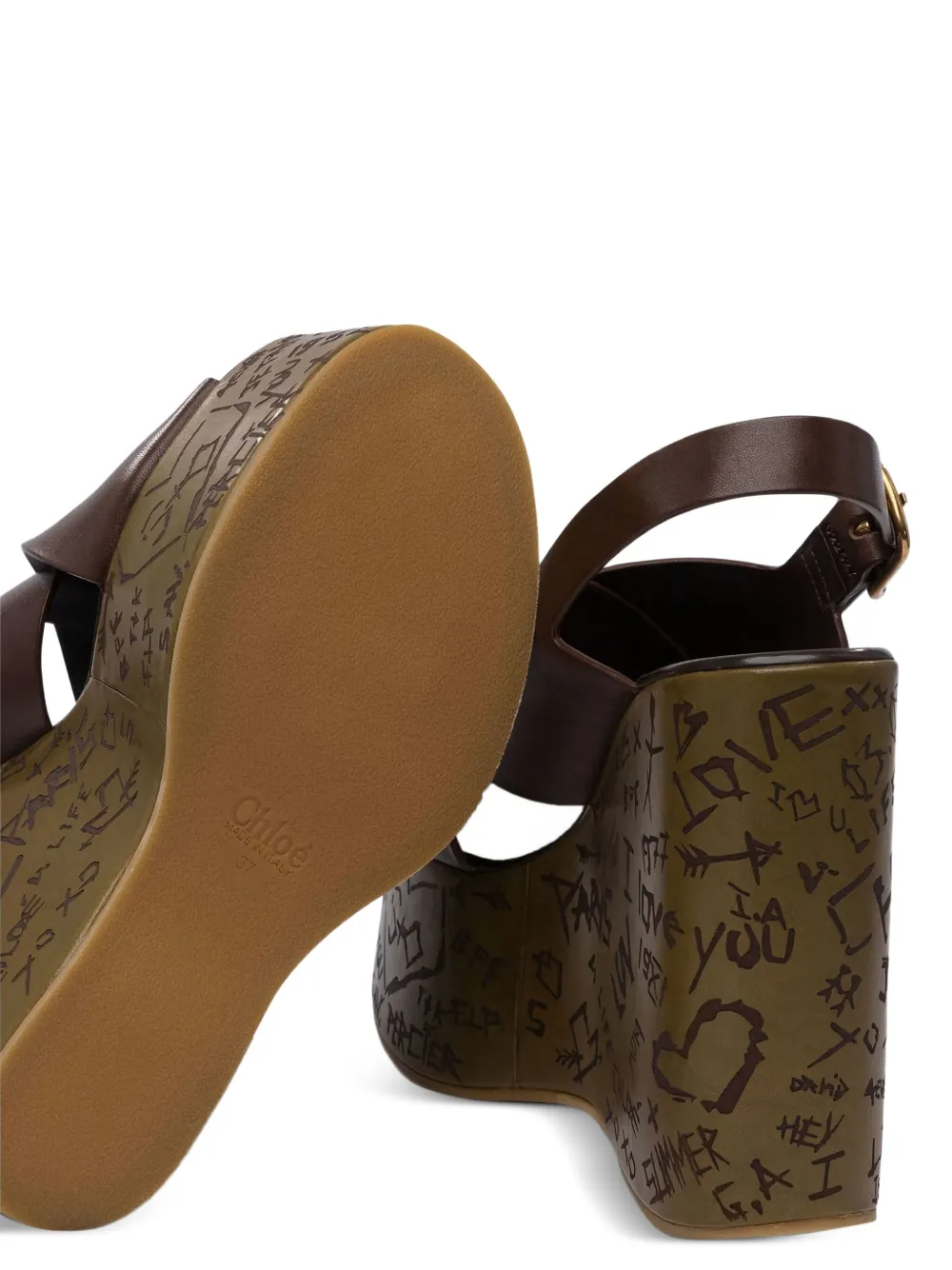 Chloé crossover wedge sandals Brown