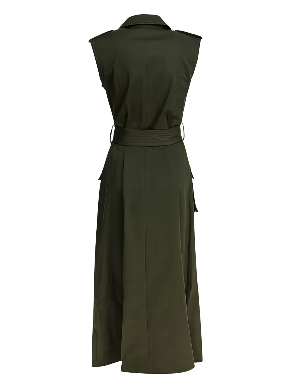 Elie Saab Midi-jurk met ceintuur en dubbele rij knopen Groen