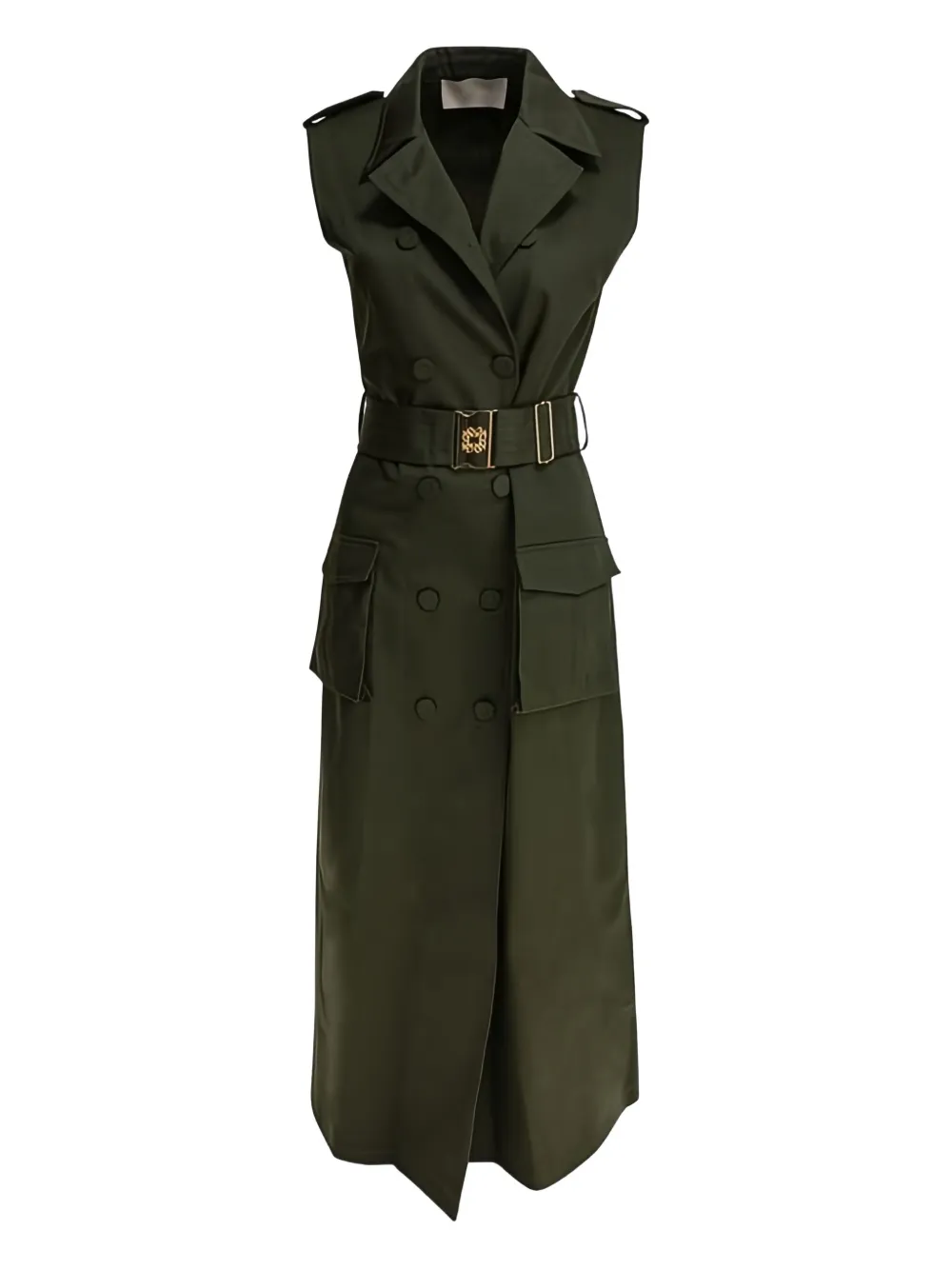 Elie Saab belted double-breasted midi dress - グリーン Elie Saab belted double-breasted midi dress - グリーン