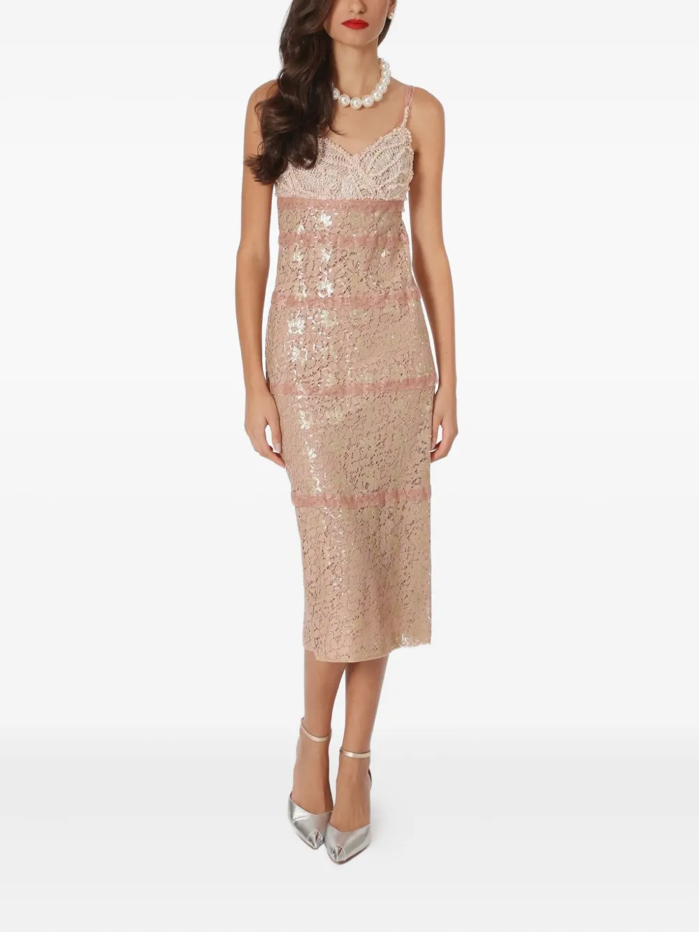 Lethicia Bronstein Melissa lace midi dress - Beige