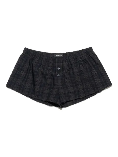 Mainless plaid button-front shorts