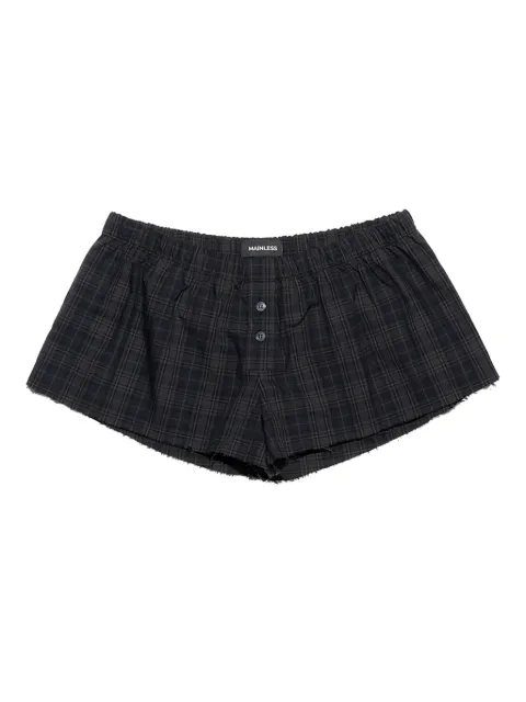 Mainless plaid button-front shorts