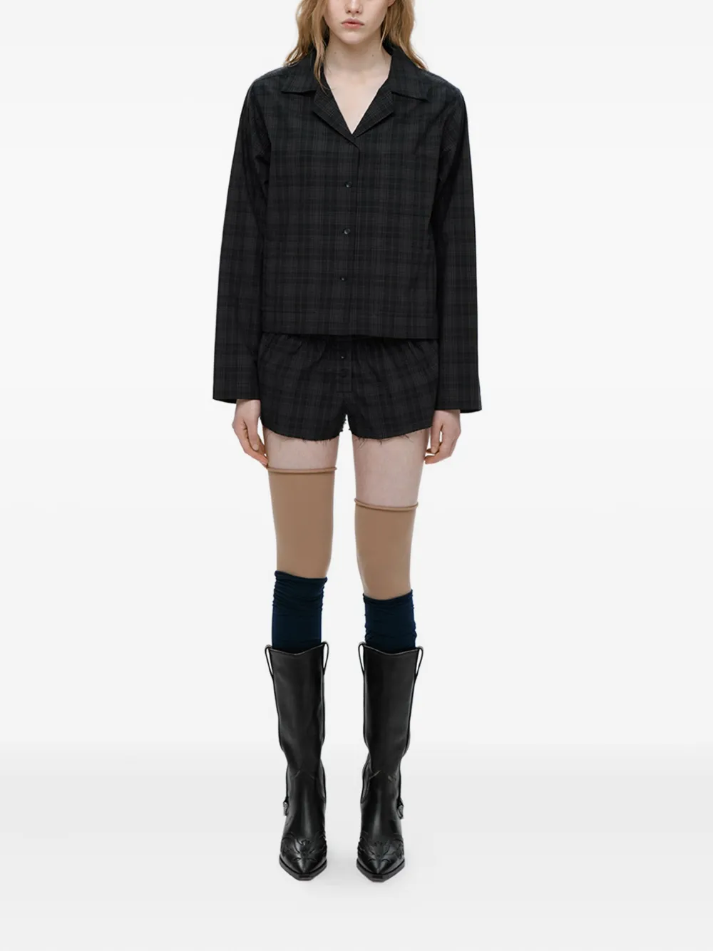 Mainless plaid long-sleeve shirt - Blauw