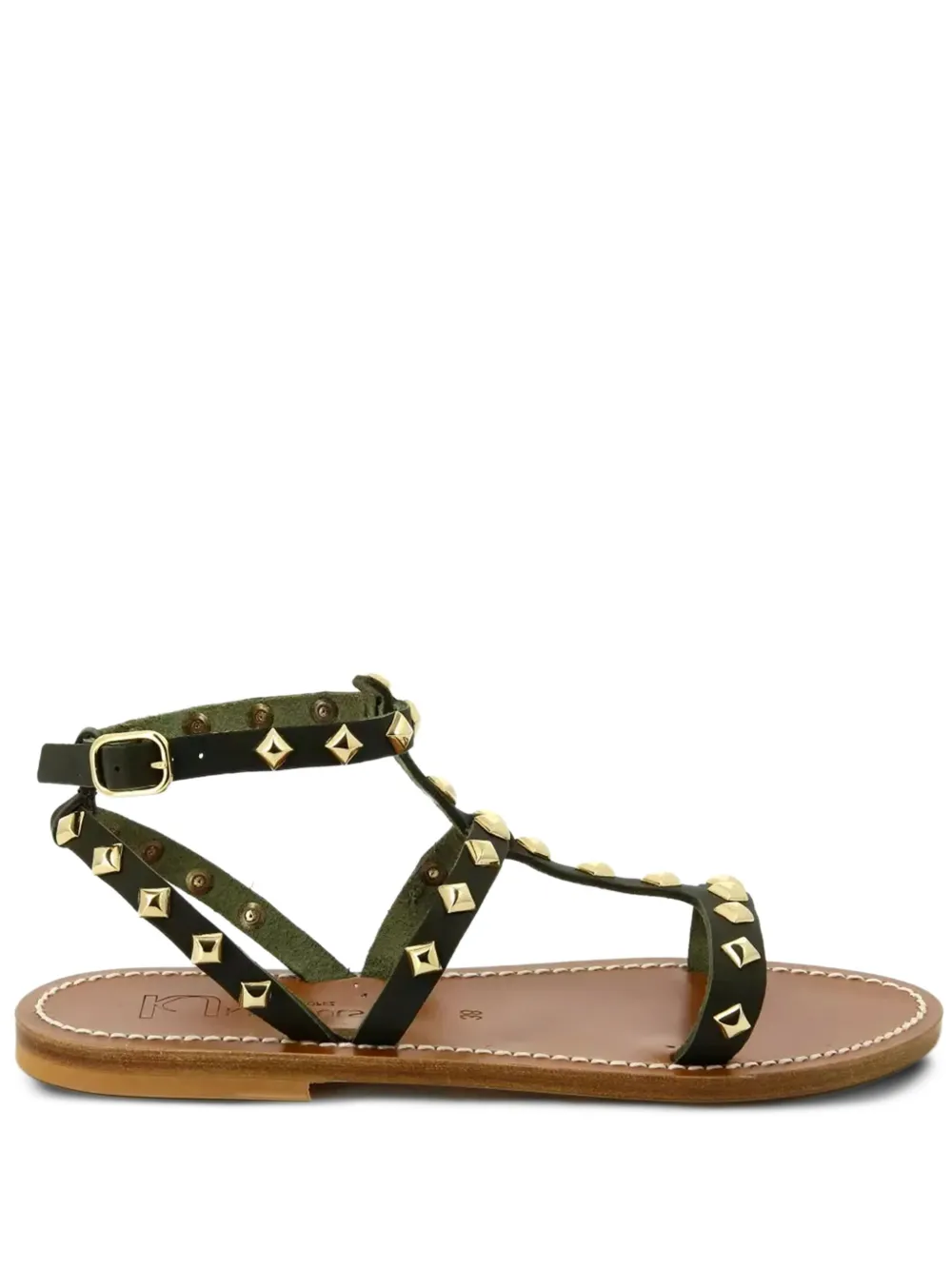 K. Jacques Arelatepyr studded flat sandals Groen