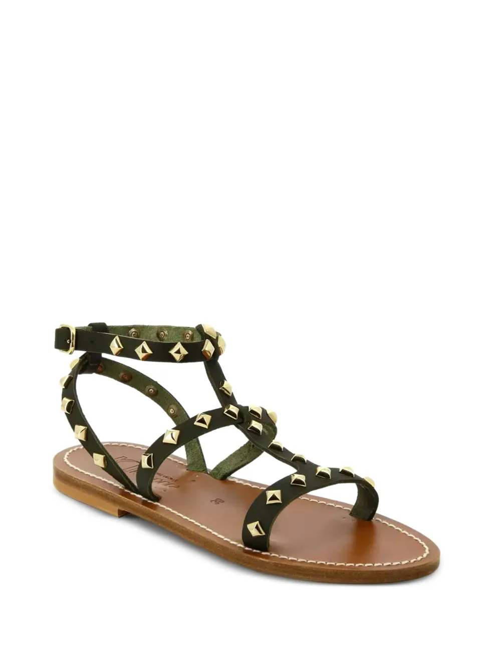 K. Jacques Arelatepyr studded flat sandals Groen