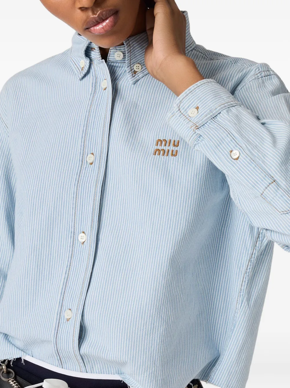 Miu Gestreepte blouse Blauw