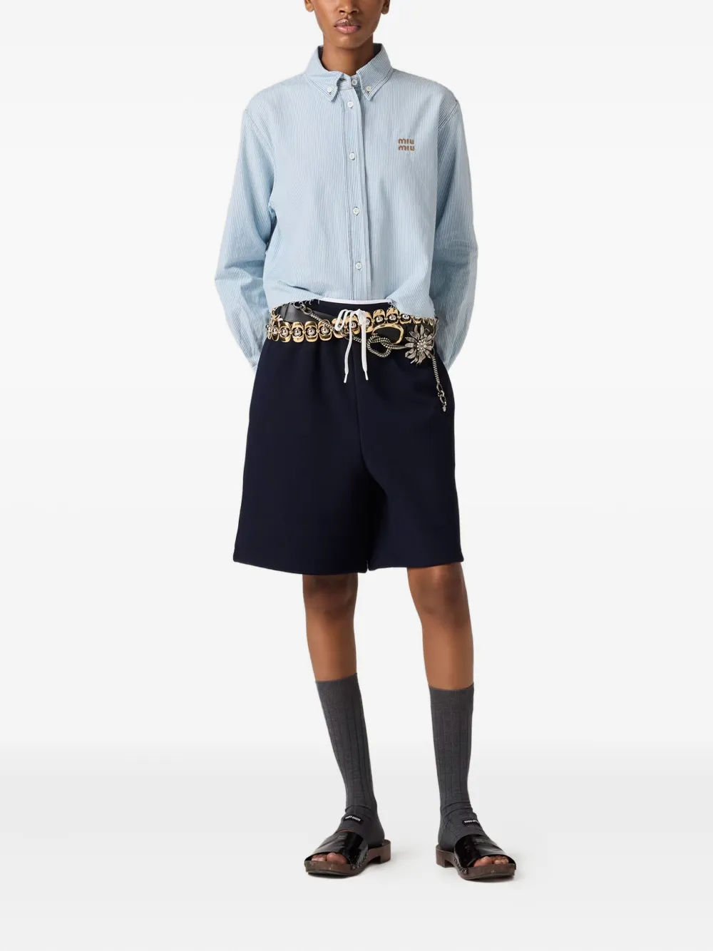Miu Gestreepte blouse Blauw