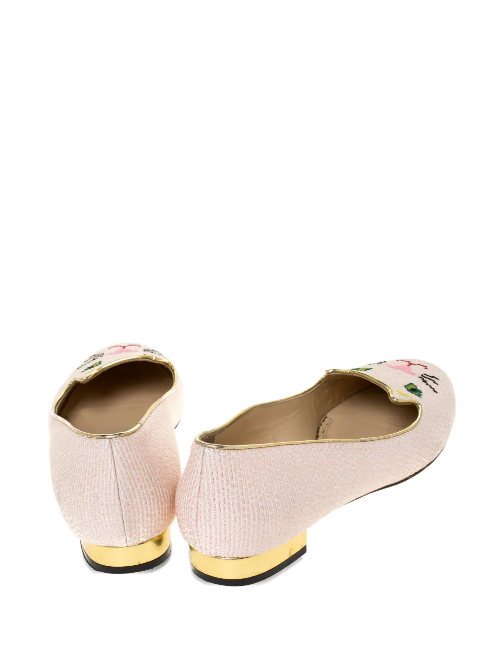 Charlotte Olympia 2024 pre-owned ballerina's met borduurwerk - Beige