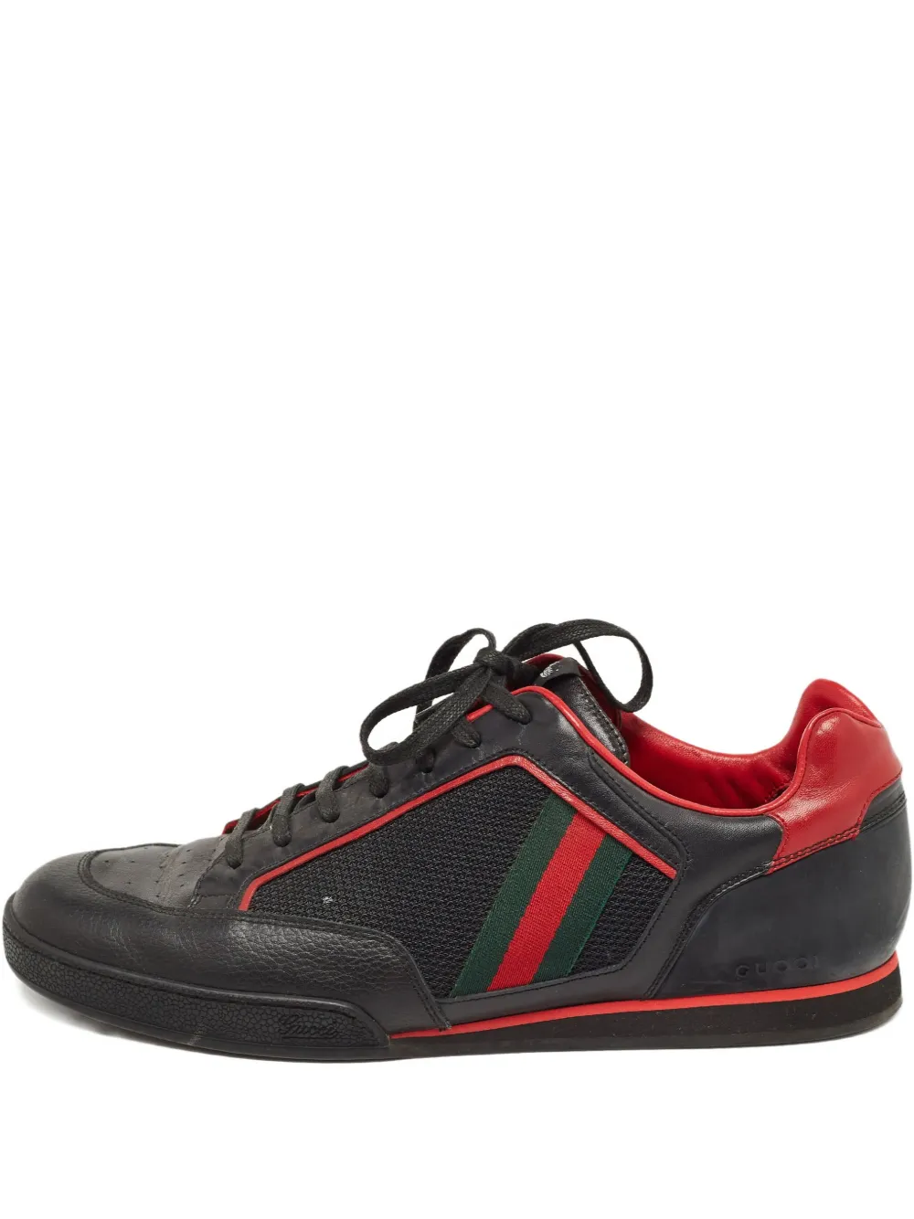 leather-trim Web-stripe sneakers