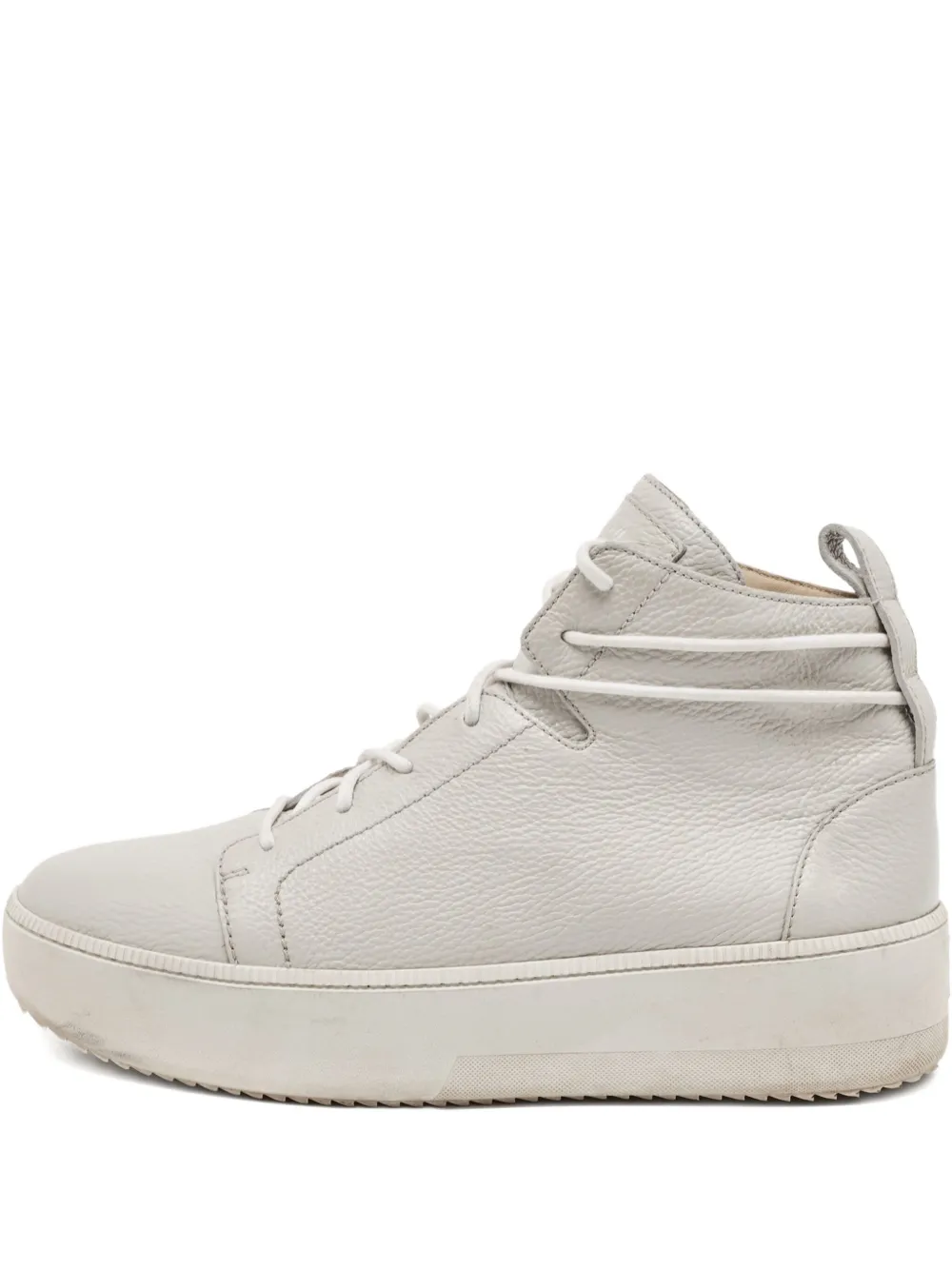 pre-owned leather flatform sneakers