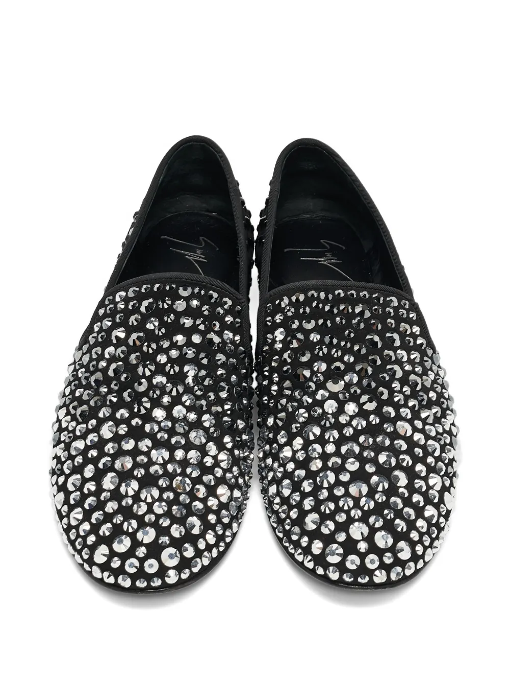 Pre-owned Giuseppe Zanotti Vintage Crystal-embellished Slippers In Black