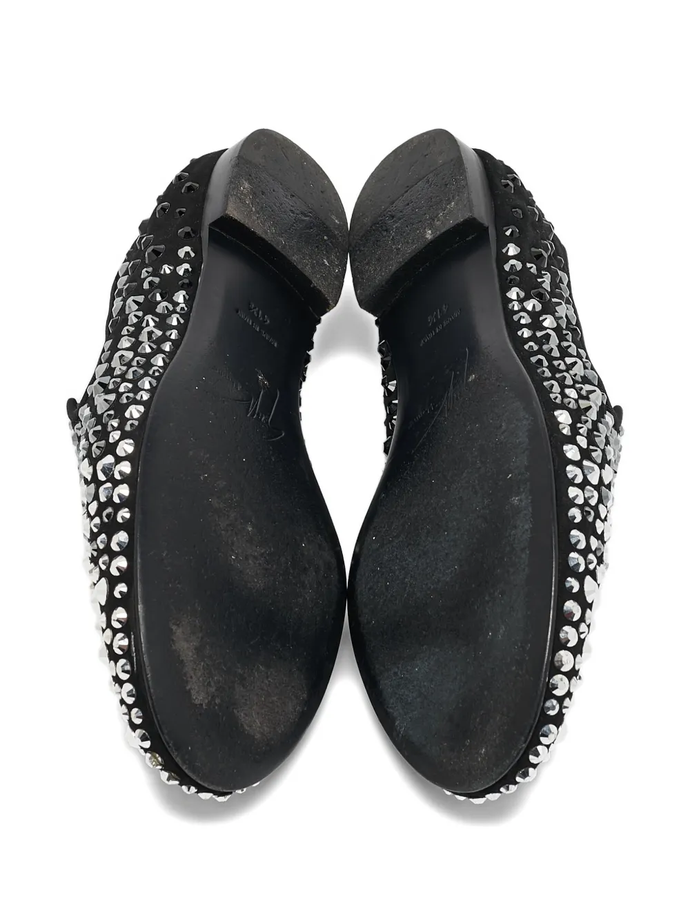 Pre-owned Giuseppe Zanotti Vintage Crystal-embellished Slippers In Black