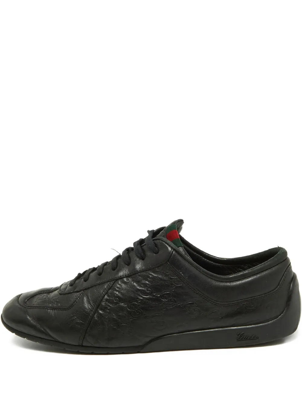 Gucci Pre-Owned embossed leather sneakers | Black | Image 1