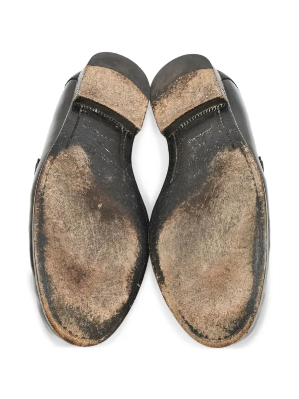 Louis Vuitton Pre-Owned Major LV Buckle Leather Loafers Black