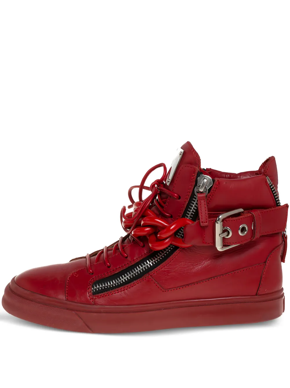 Giuseppe Zanotti Vintage chain-embellished high-top sneakers | Red | Image 1