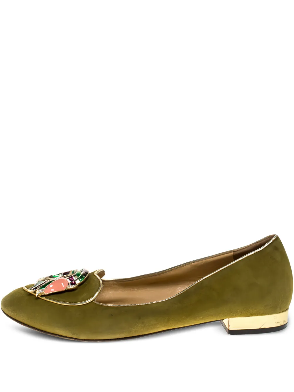 Pre-owned Charlotte Olympia  Capricorn Smoking Embellished Ballet Flats