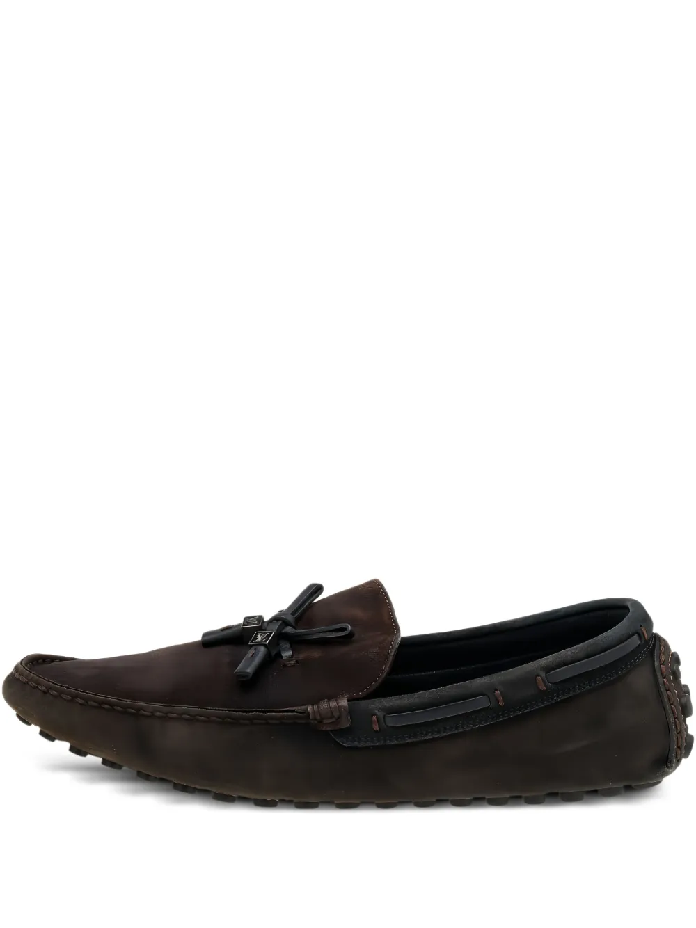 Louis Vuitton Pre-Owned suede leather bow loafers - Braun