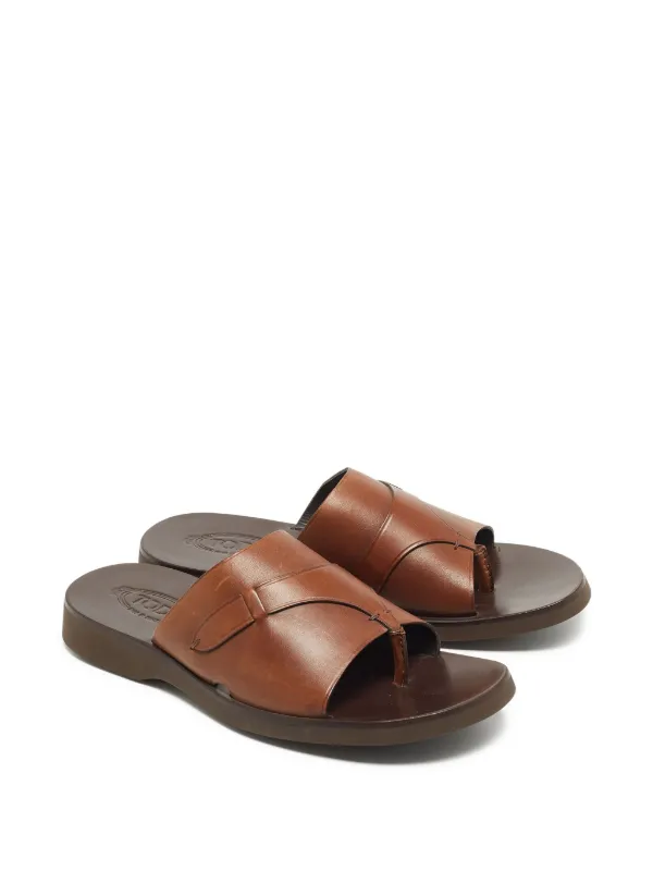 TOD'S レザー＆キャンバス サンダル ブラウン 36 Tod's Vintage レザーサンダル | ブラウン | FARFETCH JP
