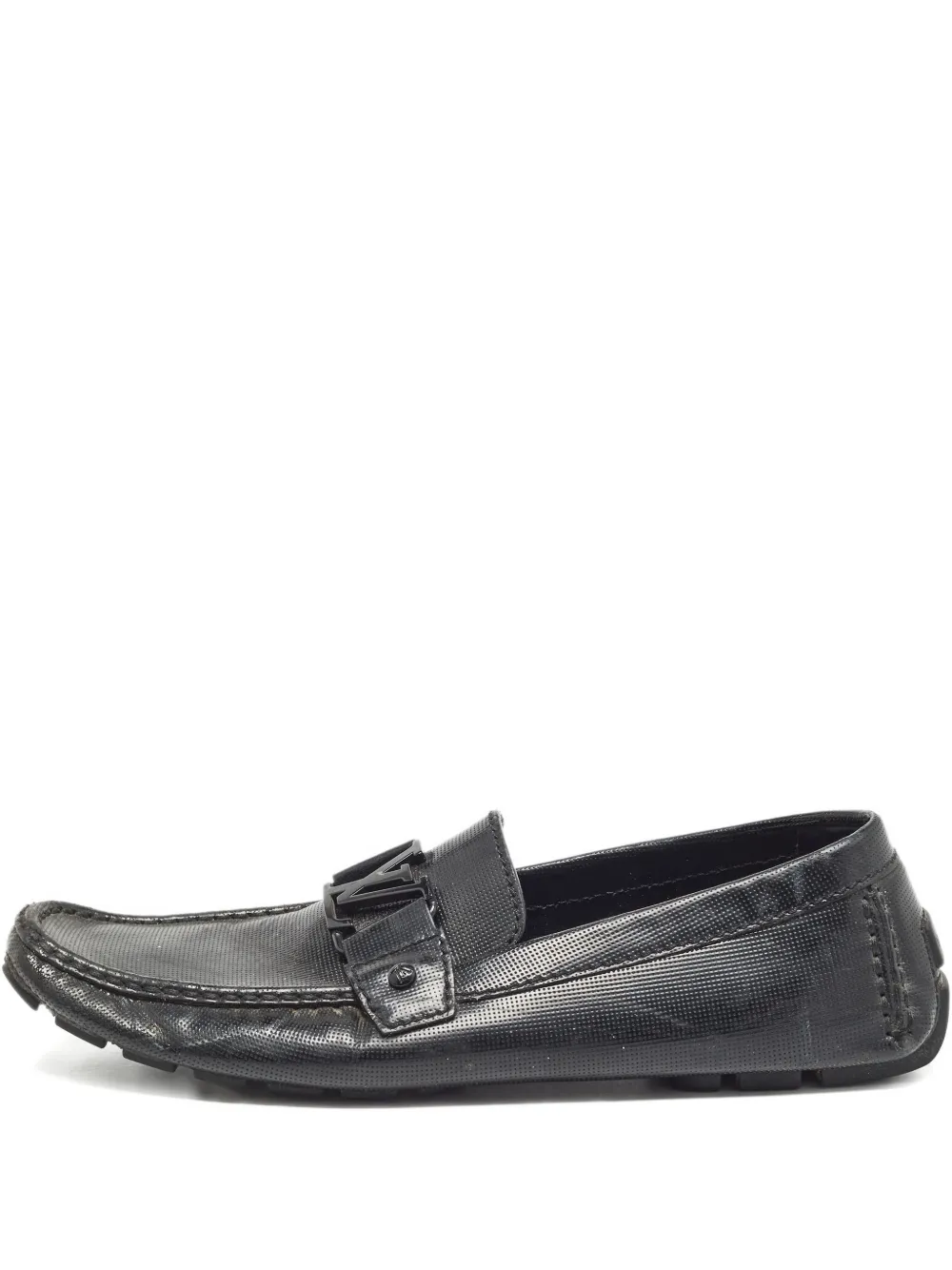 leather logo-buckle loafers