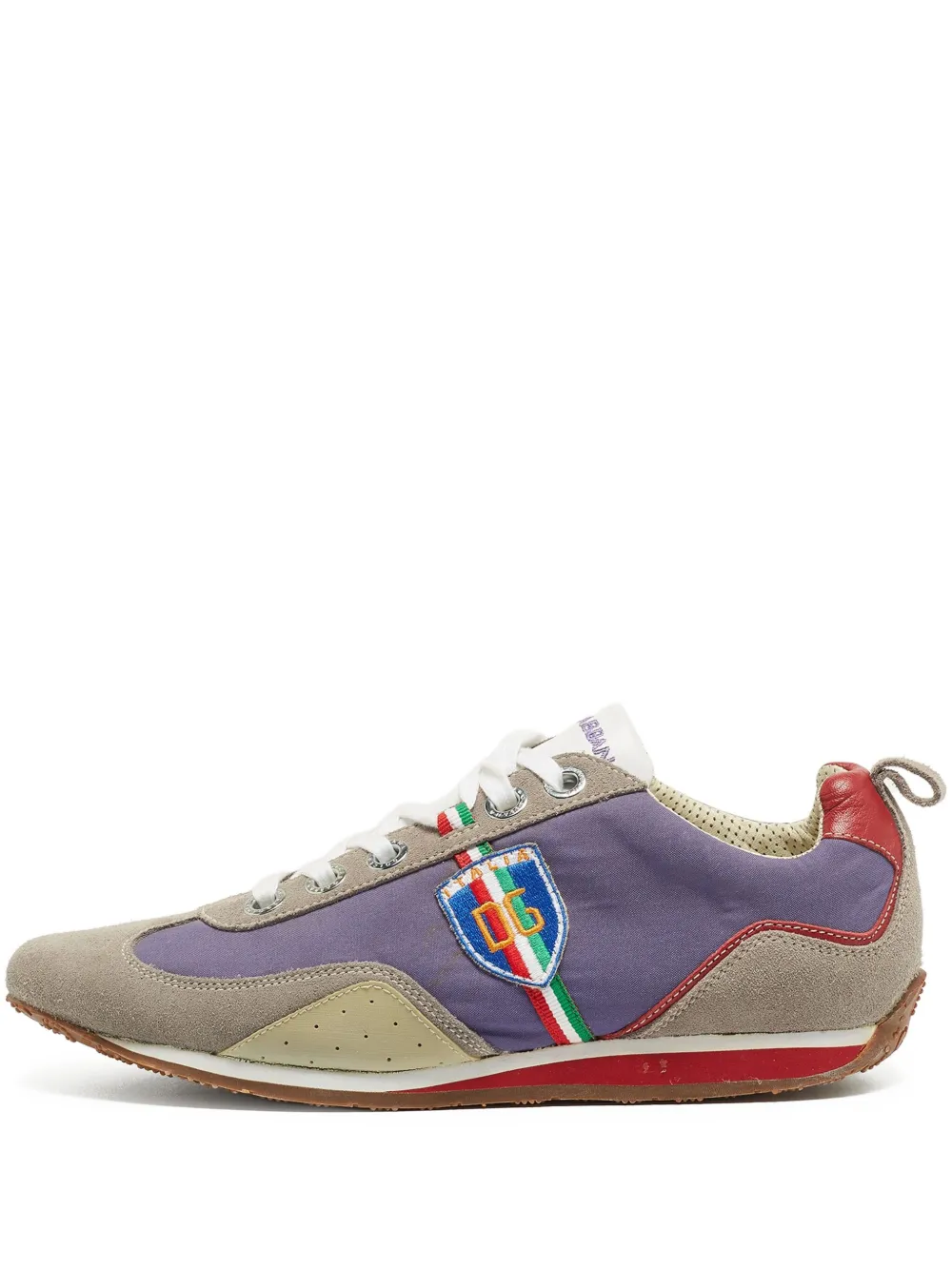 logo-embroidered leather sneakers