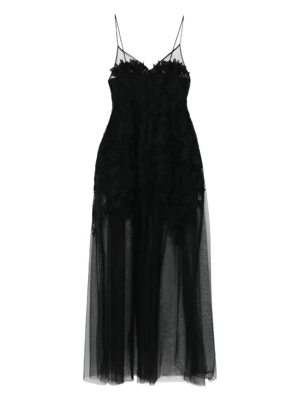 Ermanno Scervino floral-lace Tulle Maxi Dress | Black | FARFETCH
