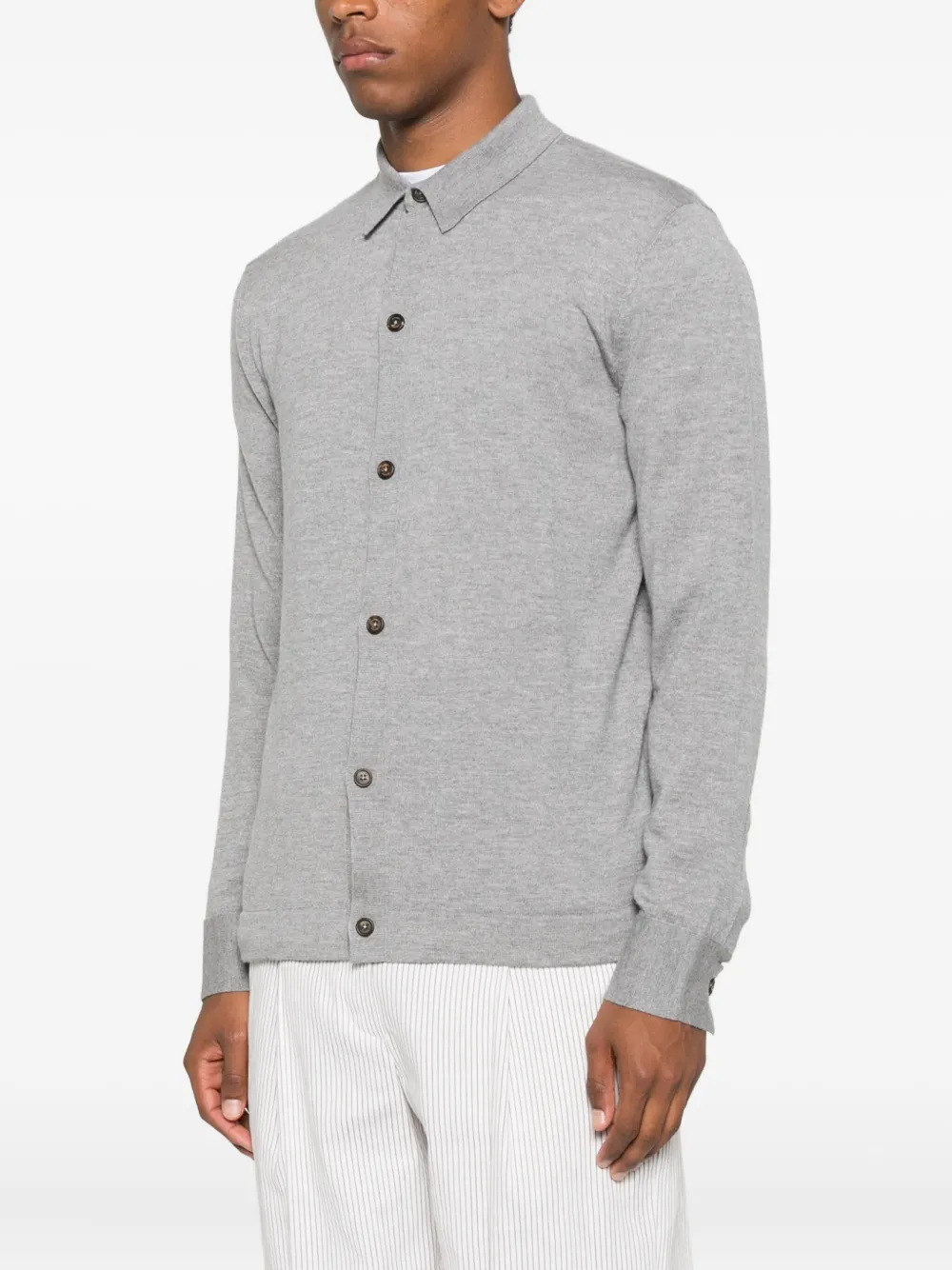 Eleventy button-down wool shirt Grijs