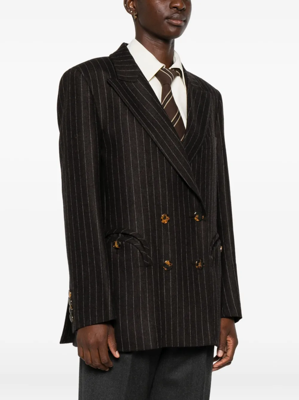 Blazé Milano Pinstripe Blazer In Black