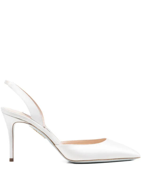 Aquazzura 85mm So Nude Slingback Pointed-toe Pumps in White