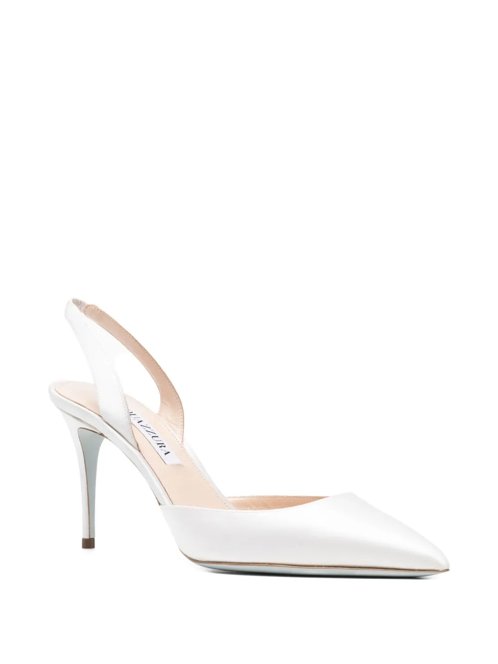 Aquazzura 85mm So Nude slingback pointed-toe pumps White