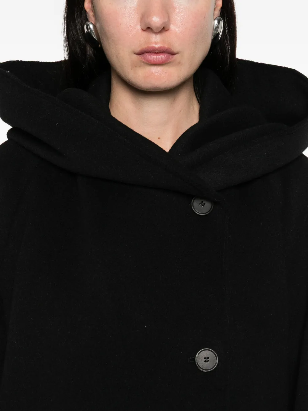 Antonelli Gravina Hooded Button-up Coat In Black