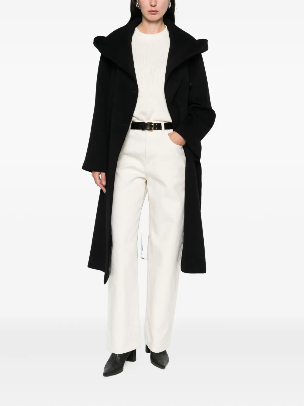Antonelli Gravina Hooded Button-up Coat In Black