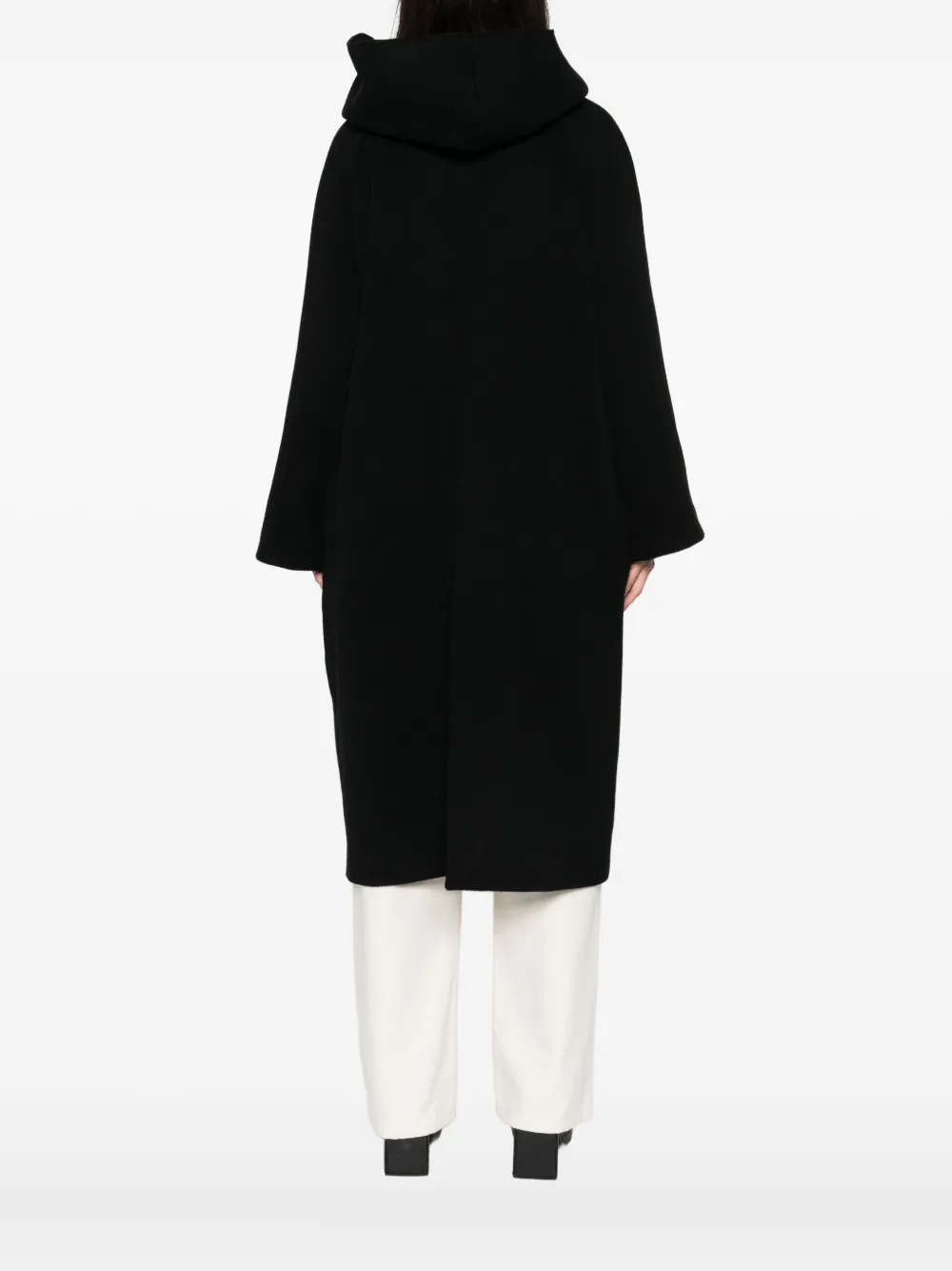 Antonelli Gravina Hooded Button-up Coat In Black