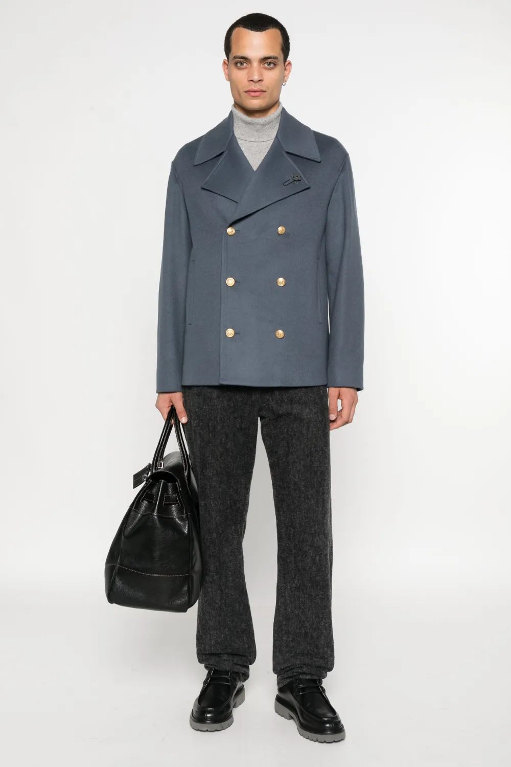 Lardini Double-breasted Blazer In Gray