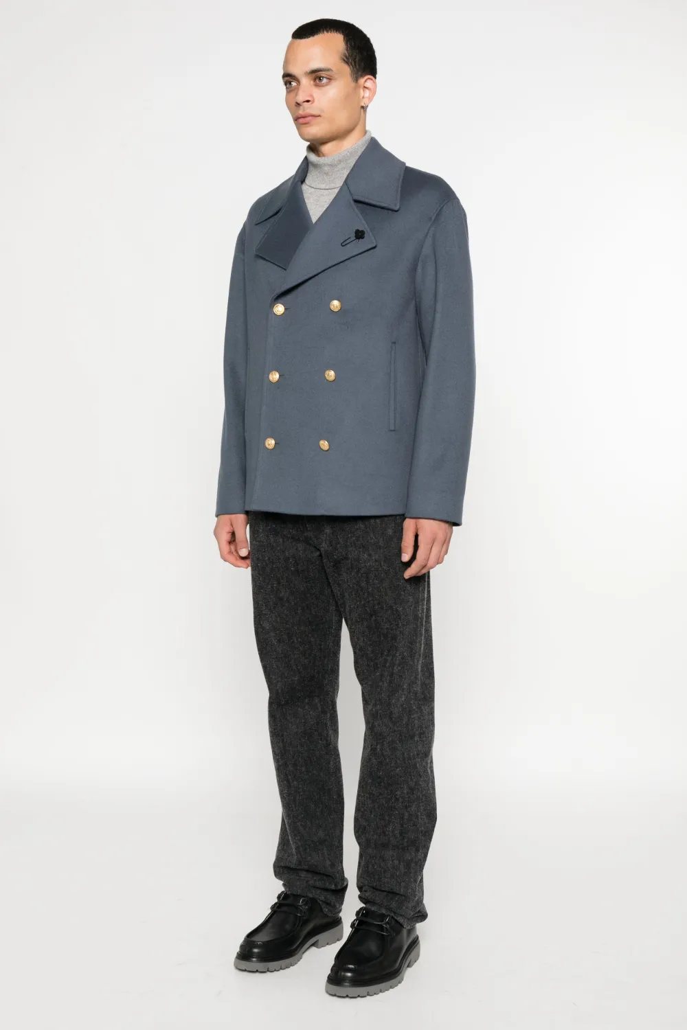 Lardini Double-breasted Blazer In Gray