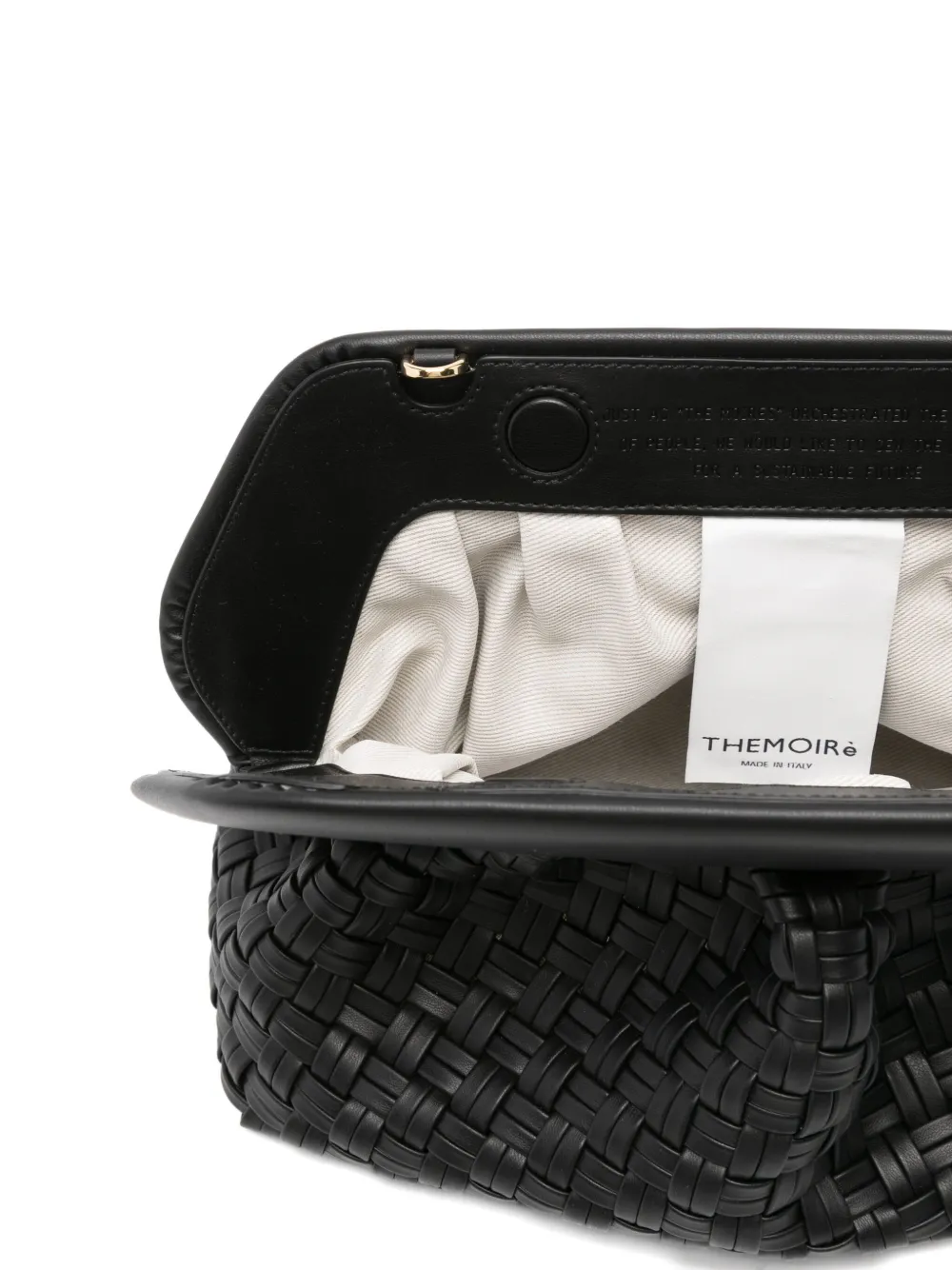 Themoirè Woven Detachable-strap Clutch Bag In Black