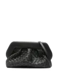 Themoirè woven detachable-strap clutch bag - Black