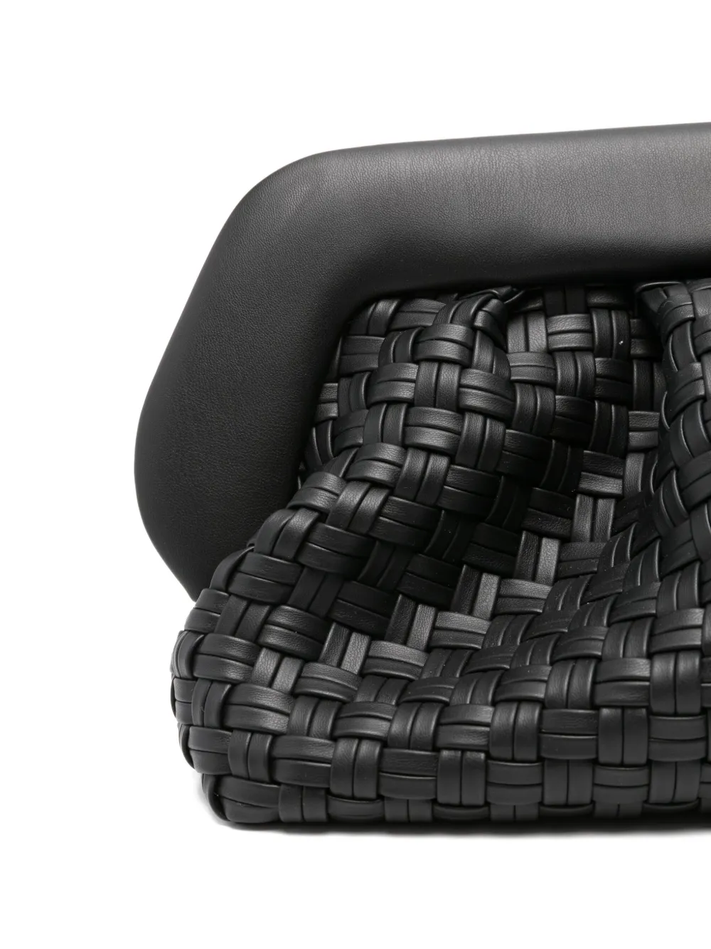 Themoirè Woven Detachable-strap Clutch Bag In Black
