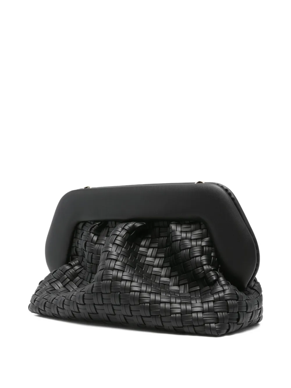 Themoirè Woven Detachable-strap Clutch Bag In Black
