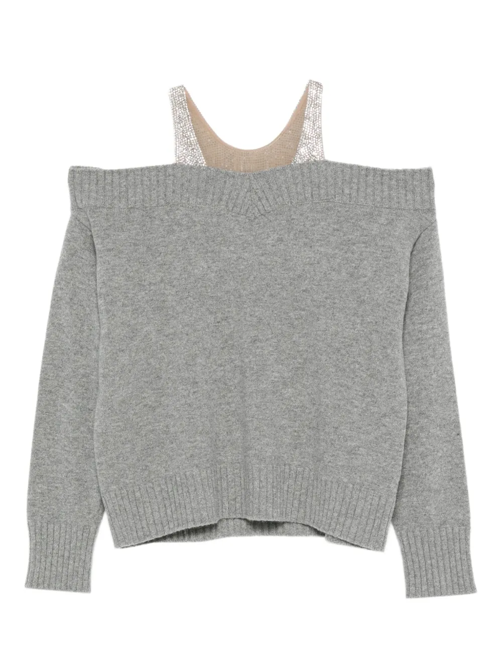 Giuseppe Di Morabito Off-shoulder geribbelde trui Grijs