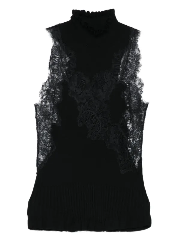 ERMANNO SCERVINO レースドッキング　チュニック　黒　42 Ermanno Scervino Lace Jumpsuit | Black | FARFETCH