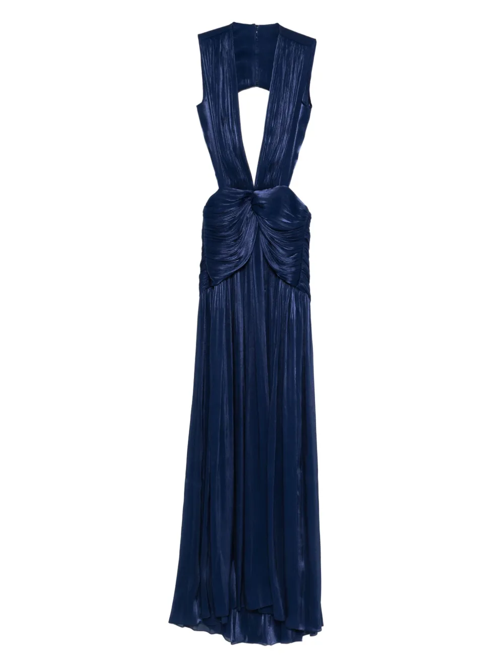Costarellos Silla pleated cowl-neck maxi dress Blauw