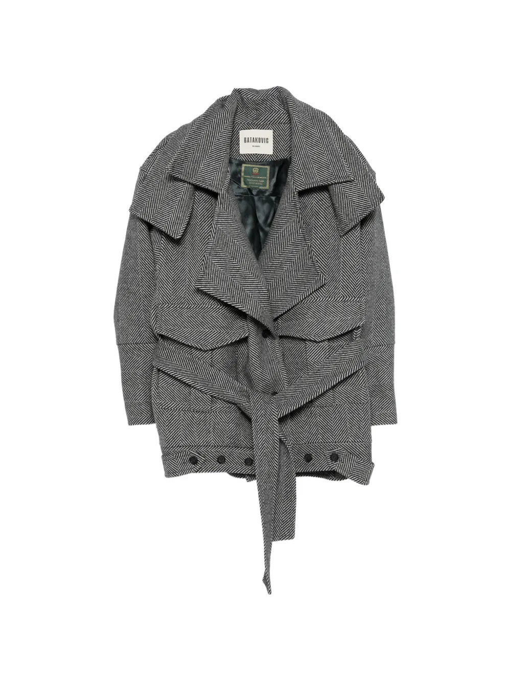 BATAKOVIC Belgrade chevron-pattern belted coat - Grey