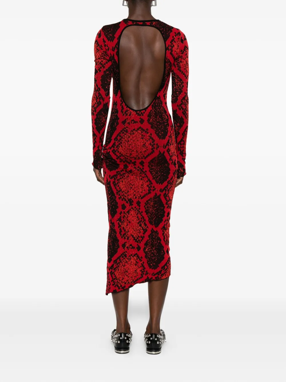 The Attico Midi-jurk met slangenprint Rood
