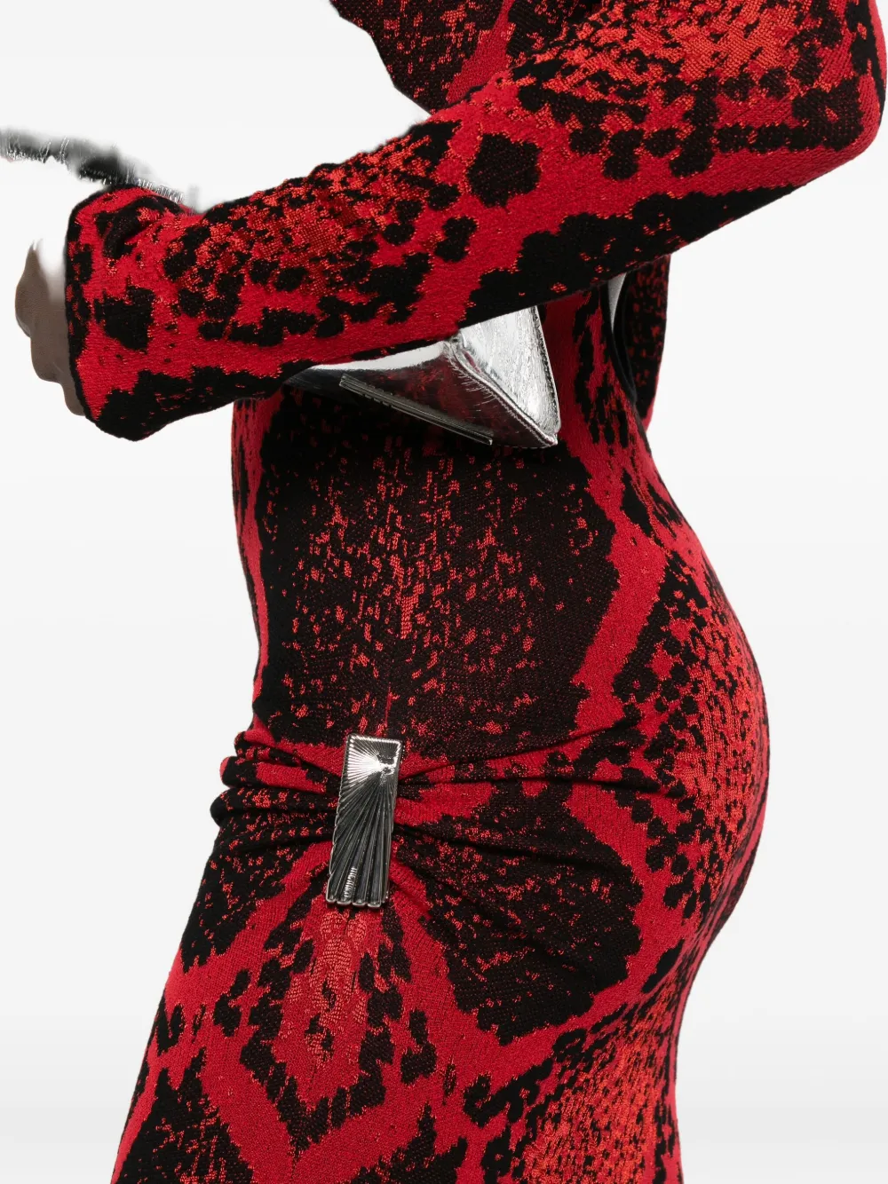 The Attico Midi-jurk met slangenprint Rood