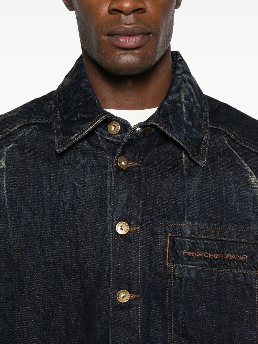 Feng Chen Wang Buttoned Pocketed Shirt In Black