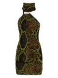 The Attico snake-print halterneck mini dress - Green