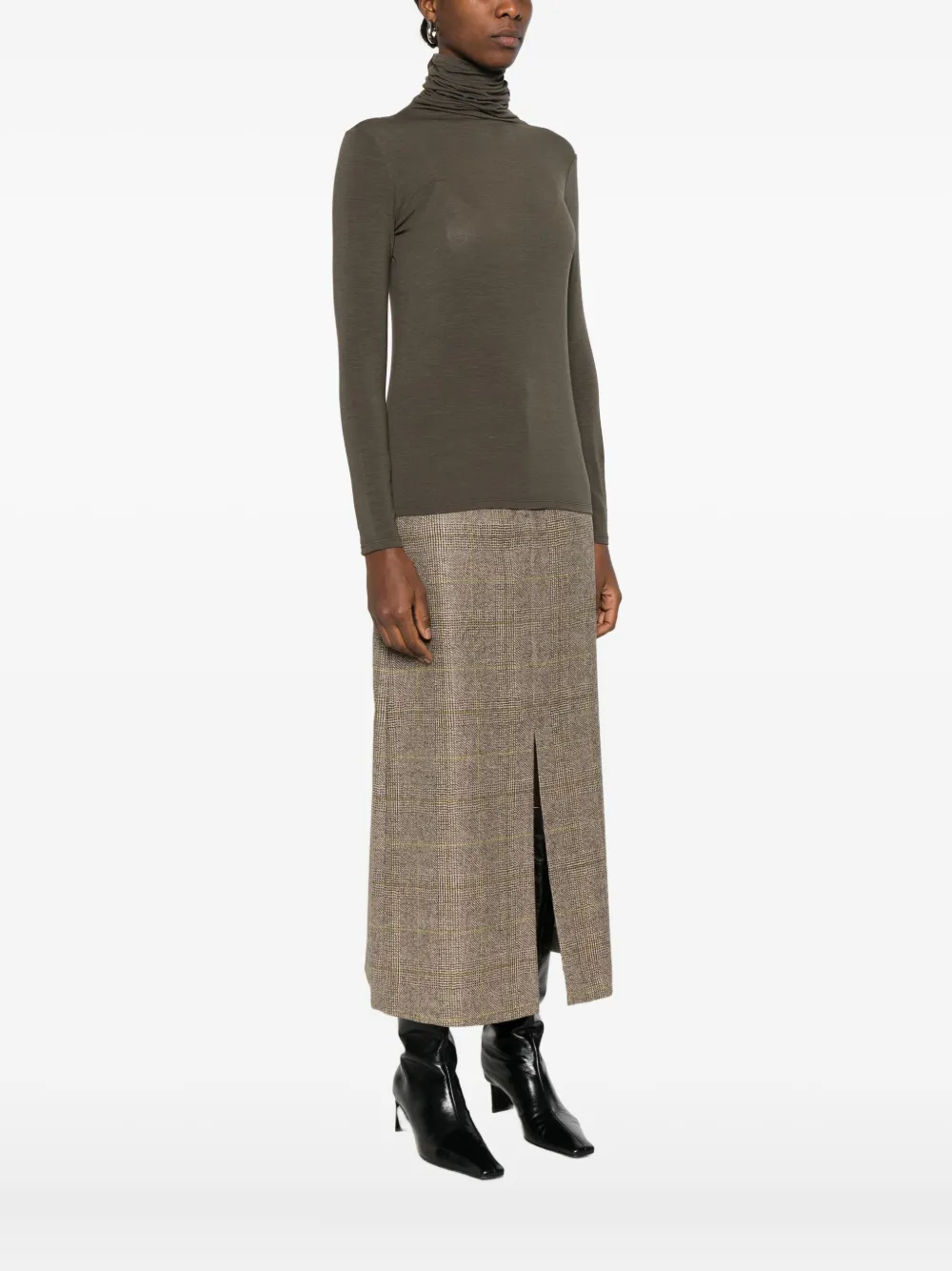 Antonelli Condor Roll-neck Long-sleeve Top In Brown