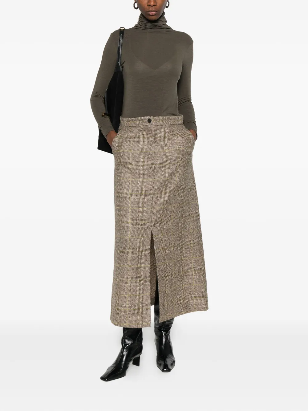 Antonelli Condor Roll-neck Long-sleeve Top In Brown