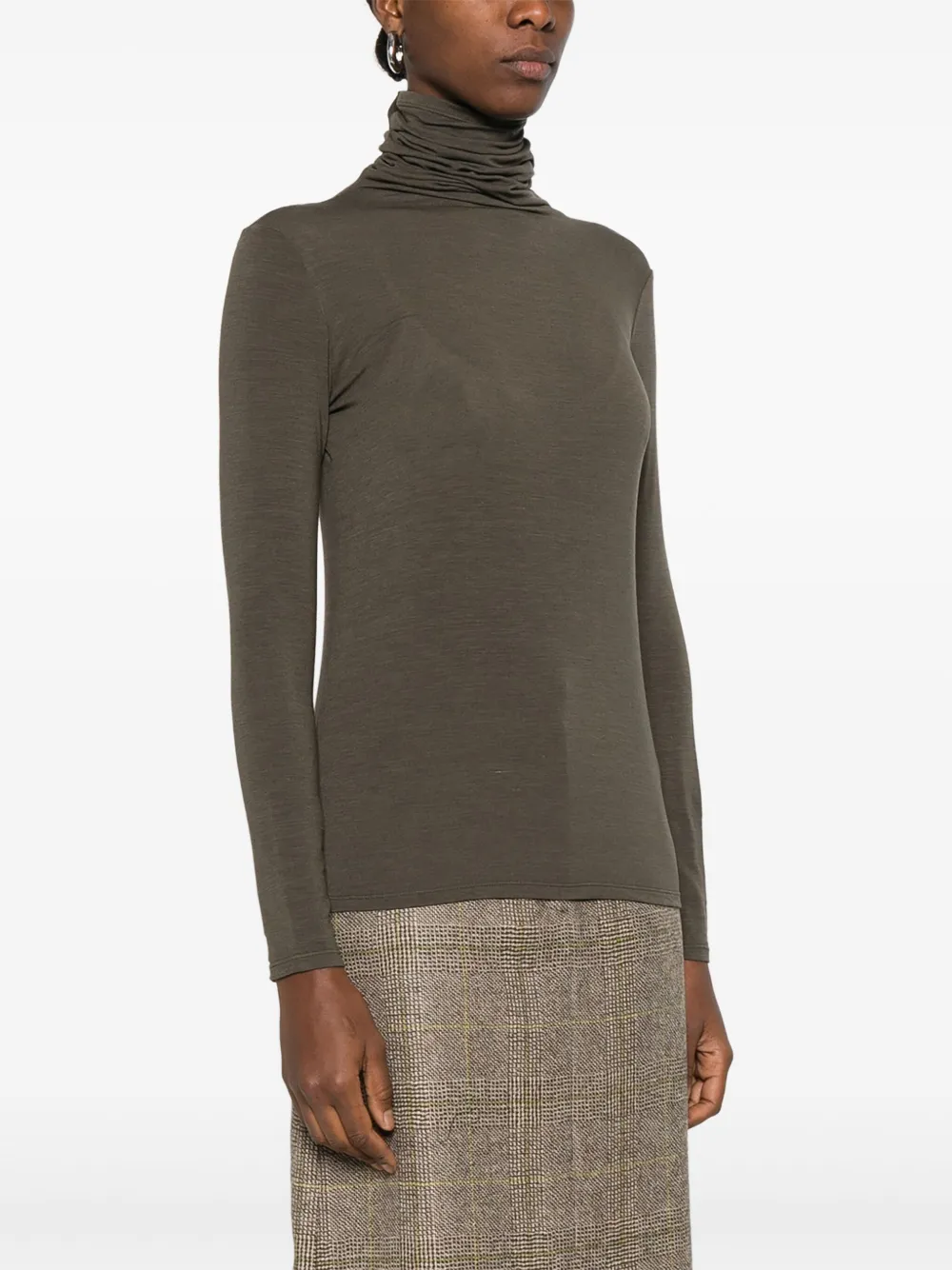 Antonelli Condor top met col en lange mouwen Bruin