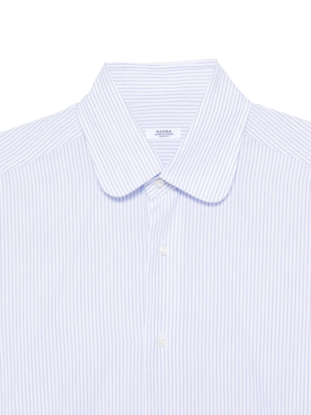 Barba Gestreept overhemd met ronde kraag Blauw